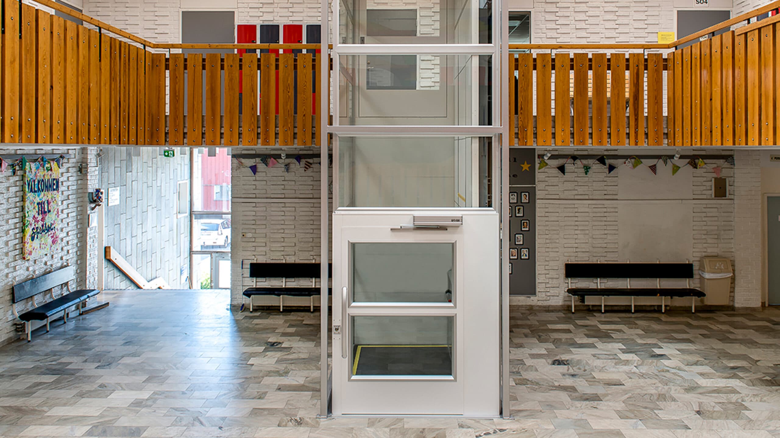 Lift in primary school in Sweden